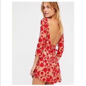 Free People Temecula Red long sleeve mini dress